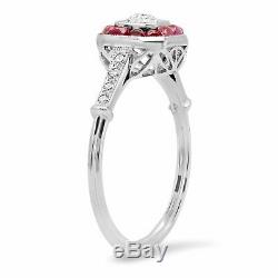 Main Diamond Cabochon Ruby Platinum Finish Antique Vintage Art Deco Ring