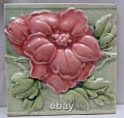Majolic Vintage Art Tiles New Vitre Ceramic Saji Japan Graved Rose #469