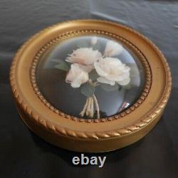 Miniature Frame White Pink Medallion Handmade Vintage Belle Époque N4382
