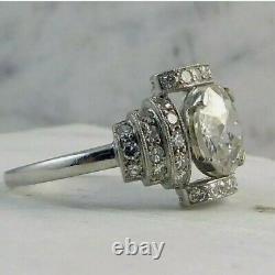 Modern Art Deco Style Diamond Round Vintage Style 925 Silver Woman Ring