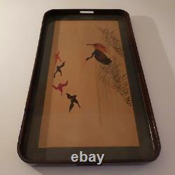 N2002 Decorative Service Tray Wood Lacquered Vintage Art Deco Handmade Pn France