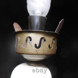 N24.184 foot lamp wood ceramic metal flower vintage art nouveau lighting