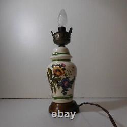 N24.184 foot lamp wood ceramic metal flower vintage art nouveau lighting