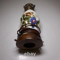 N24.184 foot lamp wood ceramic metal flower vintage art nouveau lighting