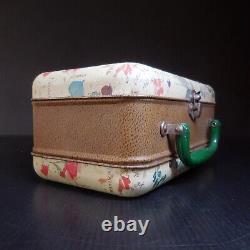 N9047 Vintage Metal Miniature Suitcase Box BUSQUETS BGSA with Art Nouveau Flower