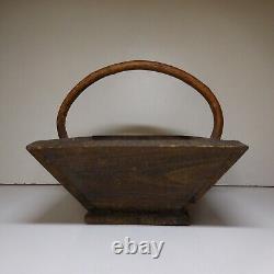 N9102 Vintage 1920 Art Nouveau Handmade Wooden Copper Flower Basket Tulip France