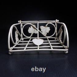 N9321 Wrought Iron Metal Servant Leaf Toilet Paper Holder Art Nouveau Vintage 20th