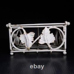 N9321 Wrought Iron Metal Servant Leaf Toilet Paper Holder Art Nouveau Vintage 20th