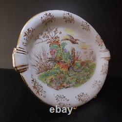 N9363 vintage Art Nouveau oval porcelain plate with hunting game depicting partridges