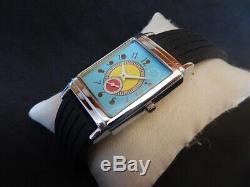 New Rectangle Watch Turquoise Dial Small Second Hand Type Art Deco