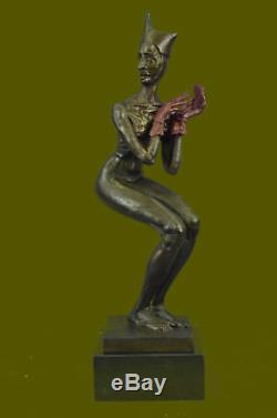 Numbered Vintage Art Deco Lady Jester Statue Made By Lost Wax Method