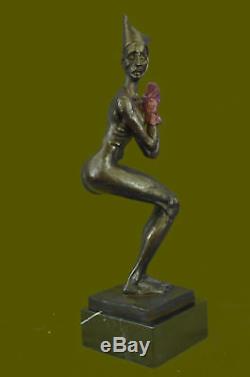 Numbered Vintage Art Deco Lady Jester Statue Made By Lost Wax Method