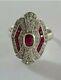 Old Art Deco Style Ring, Vintage Ring, Ruby/diamant 925 Silver Woman Ring