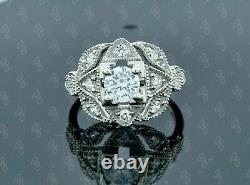 Old Art Deco Vintage Engagement Ring Silver Sterling