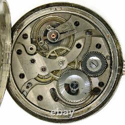 Old Art Nouveau La Rochette Pocket Watch En. 875 Silver And Black Enamel Case