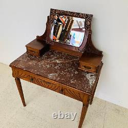Old Art Nouveau dressing table from the 1910s-1920s with vintage mirror.