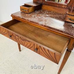 Old Art Nouveau dressing table from the 1910s-1920s with vintage mirror.