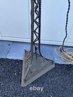 Old Lamp Foot Iron Forge Decor Flower Art New Deco Vintage