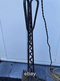 Old Lamp Foot Iron Forge Decor Flower Art New Deco Vintage