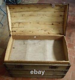 Old Malle Chest Travel Bombed With Keys And Vintage Baskets Circa 1900