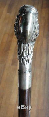 Old Silver Walking Cane No. 2. Vintage Sterling Silver Walking Stick