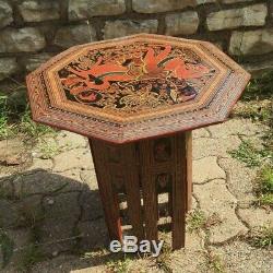 Old Small Table Tea Wooden Lacquered Vintage Art Deco