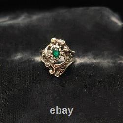 Old/vintage Art Nouveau Ring Silver, Sapphires And Colored Glass