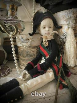Ooak Doll Art, Doll Artist, Doll, Collectible Doll, Harlequin, Pierrot Vintage