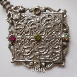 Oriental Pendant with 3 Stone Metal Vintage Art Nouveau Jewelry Accessory N4136