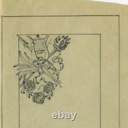 Original drawing in vintage ink Art Nouveau, Architecture, Flowers