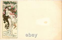 PC ALPHONSE MUCHA, SEASONS CHAMPENOIS, ART NOUVEAU, Vintage Postcard (b48500)