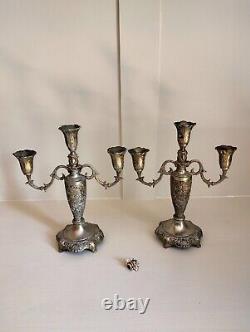 Pair of Vintage French Bronze Candelabra, Candleholder, Antique Bronze Candle Holders