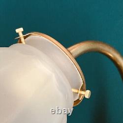 Pair of vintage art nouveau brass swan neck wall sconces with glass tulips
