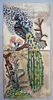 Paon Tiles On Tree Art New Majolic India Gwalior Vintage Collection #320