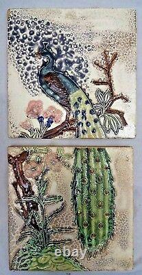 Paon Tiles On Tree Art New Majolic India Gwalior Vintage Collection #320