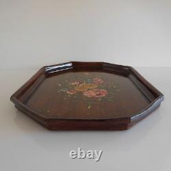 Plateau Painting Wooden Tableware Handmade Vintage Art Nouveau France