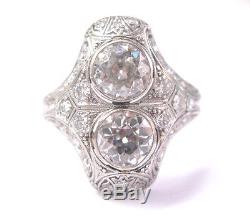 Platinum Art Deco Vintage Natural Old European Cut Diamond Ring 3.35ct Ct
