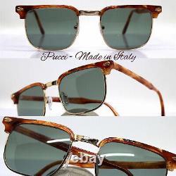 Pucci Made In Italy Classic Men's Carre Havana Green Vintage Sunglasses