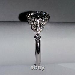 Rare Art Deco Vintage Old White Cup Round End 14k White Gold Ring On