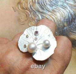 Rare Old Art New Vintage Silver Bead Amethyst Citrine