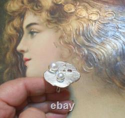 Rare Old Art Nouveau Ring Vintage Silver Pearl Amethyst Citrine