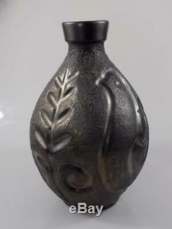 Rare Original Vintage Art Nouveau Vase Metal Animal And Floralmotiv 20. Jhd