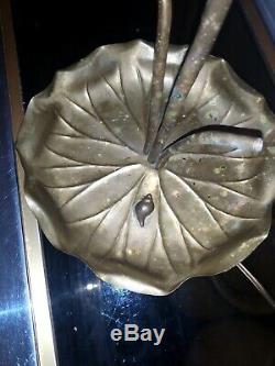 Rare Vintage Lotus Lamp Brass Bronze. Charles Sheet Flower House
