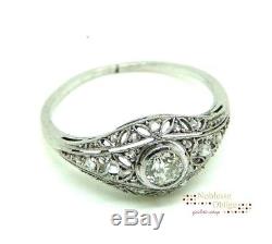 Ring Art Nouveau Ans'10 Liberty Or Massive 18 Kt Vintage Diamond 0,20 Ct