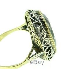 Ring Vintage Ans'20 In Solid Gold 18 Kt Art Nouveau Italian With Amethyst