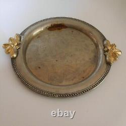 Round vintage Art Nouveau golden metal table design collection XX N6376