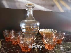 Service Alcohol Liqueur 1 Decanter 1 Cup 5 Glasses Vintage Art Deco Pn France