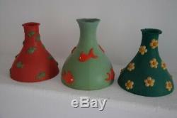 Set Of 3 Vases Latex Pylons Pylon Vintage -années 70 S. Roberty