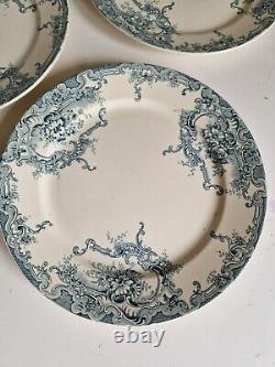 Set of 8 Art Nouveau Style Louis XV Blue Dauphin BFK Vintage Plates