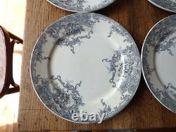 Set of 8 Art Nouveau Style Louis XV Blue Plates, Dauphin BFK Vintage Model